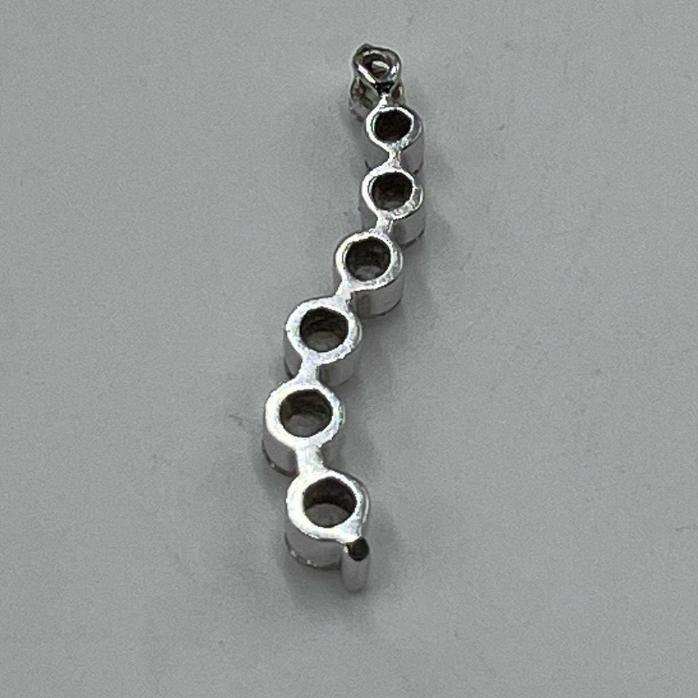 14K White Gold Journey Wave Seven Round Brilliant Cut Diamond Pendant .89-1 CTTW - Picture 2 of 9